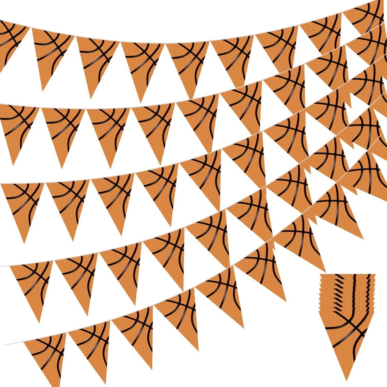 5 Pack Basketball Banner Decoration Party - Basketball Theme Triangle Flags Banner for Basketball Party Kids Birthday Party